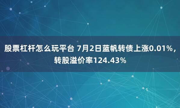 股票杠杆怎么玩平台 7月2日蓝帆转债上涨0.01%，转股溢价率124.43%