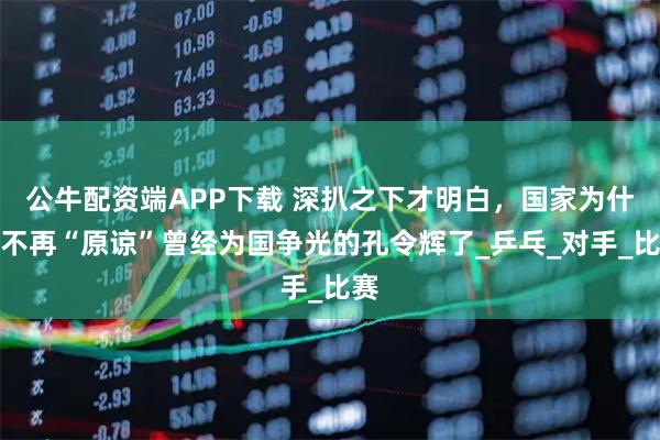 公牛配资端APP下载 深扒之下才明白，国家为什么不再“原谅”曾经为国争光的孔令辉了_乒乓_对手_比赛