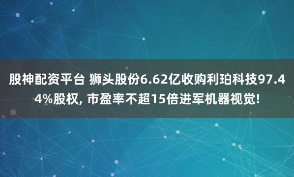 股神配资平台 狮头股份6.62亿收购利珀科技97.44%股权, 市盈率不超15倍进军机器视觉!