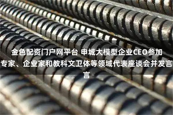 金色配资门户网平台 申城大模型企业CEO参加专家、企业家和教科文卫体等领域代表座谈会并发言
