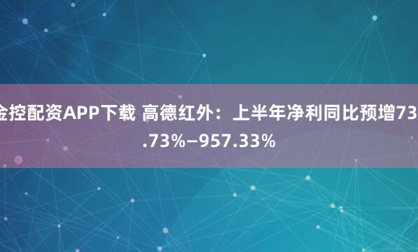 金控配资APP下载 高德红外：上半年净利同比预增734.73%—957.33%